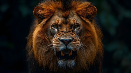 Fierce lion with a protective growl radiating power and vigilance