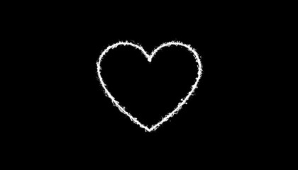 Simple white heart on black background