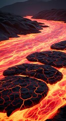 Lava Flow Over Volcanic Rocks