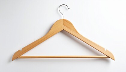 Classic Wooden Hanger on White Background