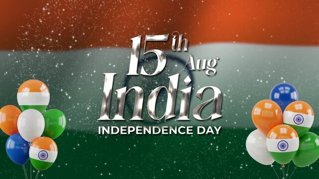 15th August India independence day Animation. Suitable for greeting card celebrating India independence day. Happy India Independence day.
