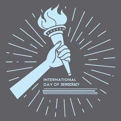 Vector art of international day of democracy with a torch of freedom