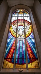 Radiant dove stained glass window religious spiritual