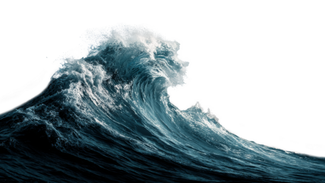 Ocean wave isolated on the transparent background.