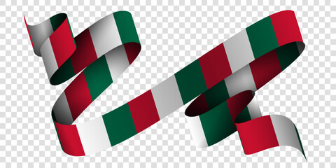 mexican flag. irregular waving of the Mexican flag ribbon in striped color