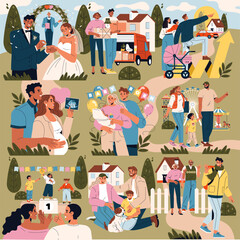 Family Life Stages and Milestones Illustrated