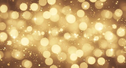 Fototapeta premium Golden bokeh lights and glitter sparkle on a festive background