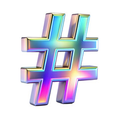 Fototapeta premium Iridescent Hashtag Symbol – Transparent Png 