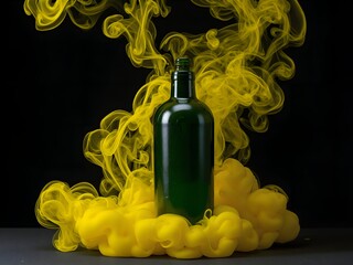 Green Bottle in Yellow Smoke