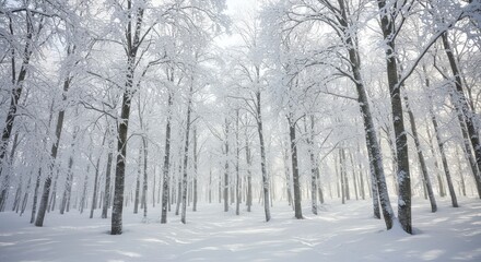 Fototapeta premium Illustration of snow covered trees in a winter forest landscape on a bright day