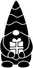 Christmas Gnome silhouette vector Isolated.
Cute holiday gnome icon.
Transparent background. SVG.
