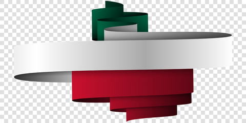Mexico ribbon. Mexican flag template that unfolds from top to bottom for Mexican Independence Day