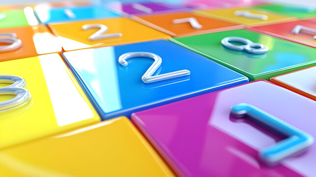 Closeup View Of Colorful 3d Numbers Blocks