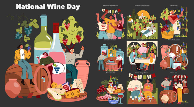National Wine Day. Flat Vector Illustration