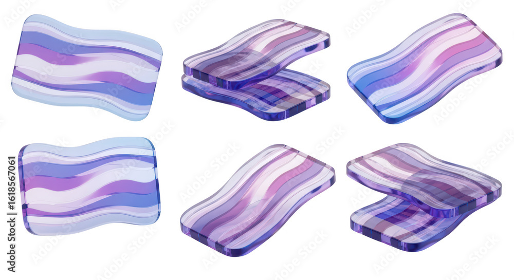 Poster colorful abstract wave shapes floating on white background for design elements and artistic visuals