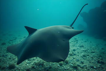 Stingray Swimming Underwater in Ocean Habitat