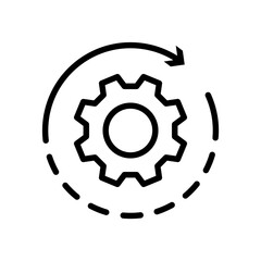 Cogwheel and circular arrow icons collection line style. Manufacturing symbol. Containing Operation, process, Service, Cog wheel, Gear wheel, tool, maintenance, repair signs vector illustration.