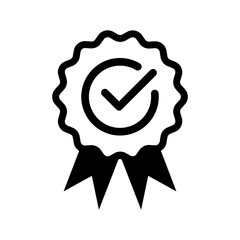 Verified badge icon. Approved or certified badge medal symbol. Approval check sign. Containing quality, brand, stamp, inspector checking, award, reward, winner, prize. Vector illustration