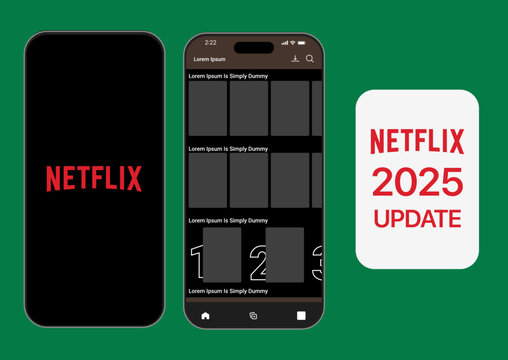 Netflix mobile apps. Netflix. Smartphone app mockup. Template for online service with movies. Ui Template. Netflix streaming service user interface template. Interface mockup vector design. 