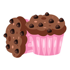 This Chocolate muffin illustration is suitable for Sweet Foods, Chocolate Lovers, Dessert Lovers, etc.