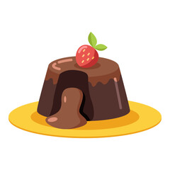 This Chocolate lava cake illustration is suitable for Sweet Foods, Chocolate Lovers, Dessert Lovers, etc.