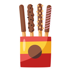 This Chocolate sticks illustration is suitable for Sweet Foods, Chocolate Lovers, Dessert Lovers, etc.