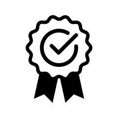 Verified badge icon. Approved or certified badge medal symbol. Approval check sign. Containing quality, brand, stamp, inspector checking, award, reward, winner, prize. Vector illustration