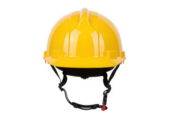 A yellow hard hat is isolated on transparent background for safety purposes