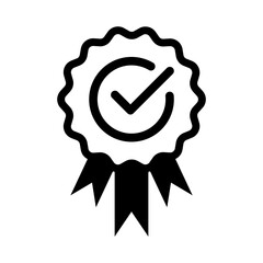 Verified badge icon. Approved or certified badge medal symbol. Approval check sign. Containing quality, brand, stamp, inspector checking, award, reward, winner, prize. Vector illustration