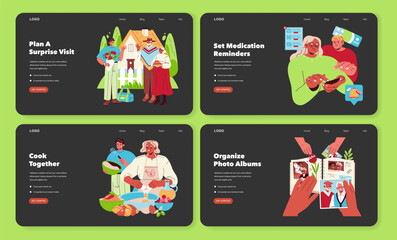 Fototapeta premium Family Activities for Connection and Organization Vector Set