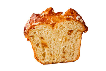 Brioche sweet baked dessert fluffy baked goods fresh delicious gourmet food background on the table rustic food top view copy space