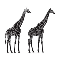 Obraz premium Giraffe Silhouette with Abstract Pattern Wildlife Animal Vector Illustration
