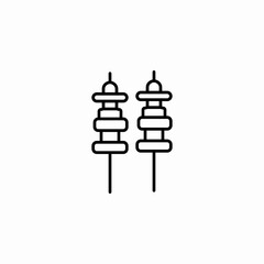 grilled meat skewers icon sign vector