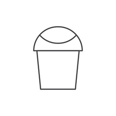 Simple line trash bin icon with rounded lid, clean and minimalist, perfect for web and app interface