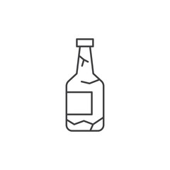 Broken bottle line icon with cracks, minimalist outline, suitable for fragile, warning, or damage symbol