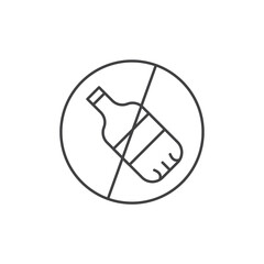 Prohibited bottle line icon inside circle with slash, minimalist outline, suitable for no bottles or restricted items symbol