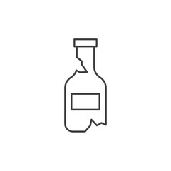 Broken bottle line icon with missing parts, minimalist outline, ideal for fragile or warning symbol