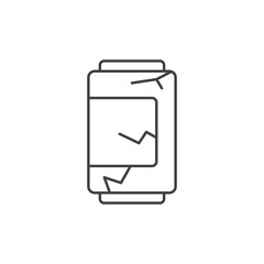 Broken can line icon with visible cracks, minimalist and simple, ideal for damaged or recycling symbol
