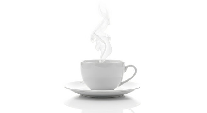 Illustration of a cup of hot coffee with steam isolated on white background - Powered by Adobe