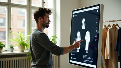 Eco-Conscious Fashion Designer Collaborating with AI Software