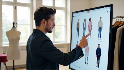 Eco-Conscious Fashion Designer Collaborating with AI Software