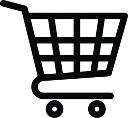 Vector illustration of a black shopping cart icon isolated on a white background