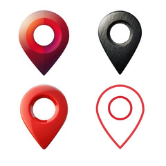 3D Red Location Pin Icons Set with Country Flags and Human Symbol – Vector on White Background

