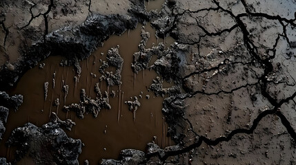 Dried Mud Puddle With Cracked Earth