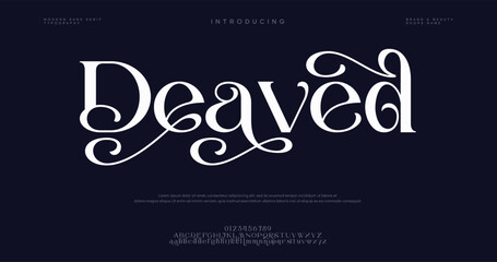 Deaved Elegant Font Uppercase Lowercase and Number. Classic Lettering Minimal Fashion Designs. Typography fonts regular decorative vintage concept. vector illustration