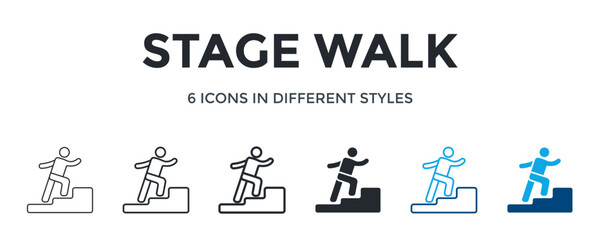 Stage Walk Icon In Different Style Vector Illustration. Designed In Thin Line, Regular Line, Bold Line, Glyph, Color Line, And Color Glyph Style Can Be Used For Web