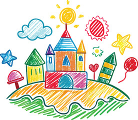child hand drawn art vector
