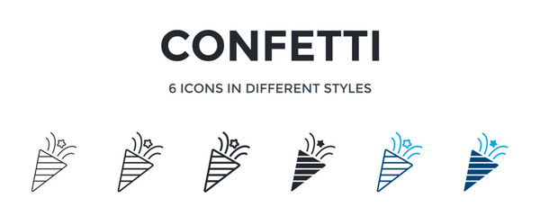 Confetti Icon In Different Style Vector Illustration. Designed In Thin Line, Regular Line, Bold Line, Glyph, Color Line, And Color Glyph Style Can Be Used For Web