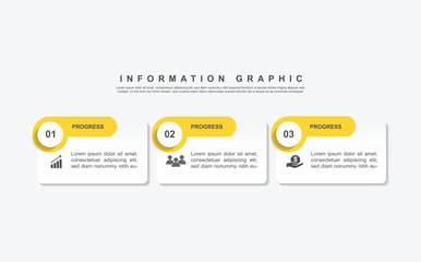 design template banner infographic. 3 step process information or presentation with icons