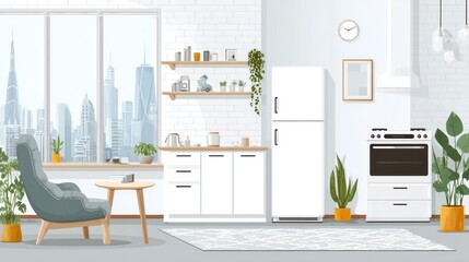 Modern city apartment kitchen interior